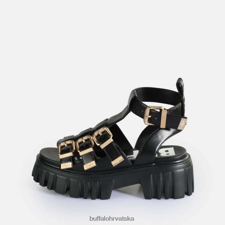 crno Buffalo veganske sandale s platformom lavlji zubi |sandale TDD6T159